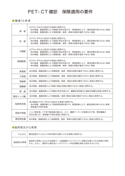 PET- CT 健診 保険適用の要件
