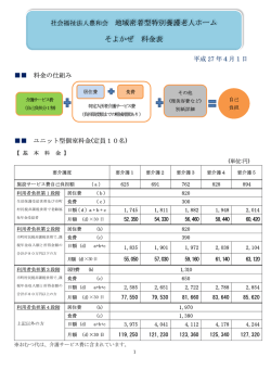 社会福祉法人豊和会 地域密着型特別養護老人ホーム そよかぜ 料金表