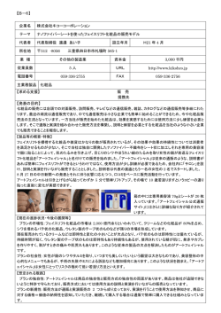 【B－6】 企業名 株式会社キコーコーポレーション テーマ ナノファイバー