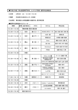 平成27年度 青山製図専門学校 インテリア学部 優秀作品発表会 日時 2