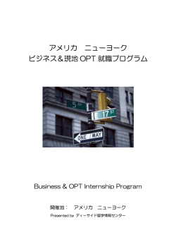 アメリカ ニューヨーク ビジネス＆現地 OPT 就職プログラム