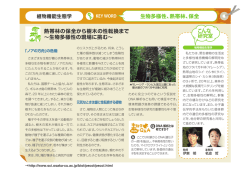 熱帯林の保全から樹木の性転換まで &sim;生物多様性の現場に挑む