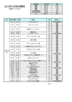 2015年12月第3週編成