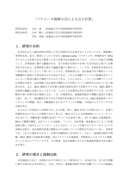 「パラメータ制御方式による分子計算」 1．研究の目的 2．研究の項目と