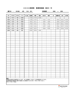3000系車両 発車時刻表（休日）19