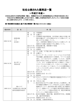 社名公表された販売店一覧
