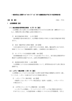 一般財団法人関西ﾜｰﾙﾄﾞﾏｽﾀｰｽﾞｹﾞｰﾑｽﾞ 2021 組織委員会平成 28 年度