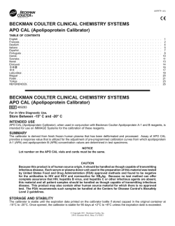 BECKMAN COULTER CLINICAL CHEMISTRY SYSTEMS