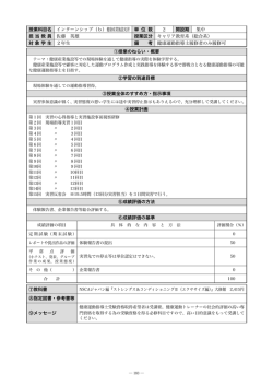 授業科目名 インターンシップ（b）健康産業施設実習 単 位 数 2 開設期