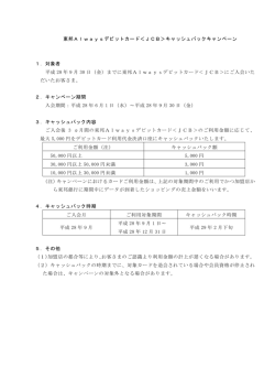 東邦Alwaysデビットカード＜JCB＞キャッシュバックキャンペーン 1．対象