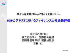 （国際協力機構（JICA））：「BOPビジネスにおけるファイナンスと社会性評価」