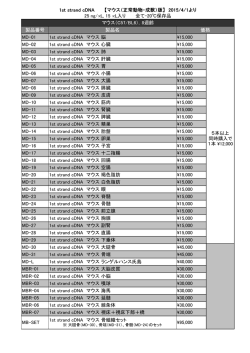 1st strand cDNA 製品リスト