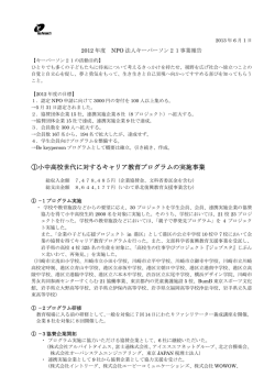 2012年度事業報告 - 認定NPO法人キーパーソン21