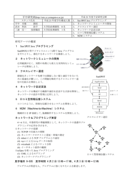 研究テーマの概要 1 Sun SPOT Java プログラミング 2 ネットワーク