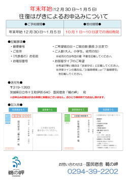 往復はがきによるお申込みについて