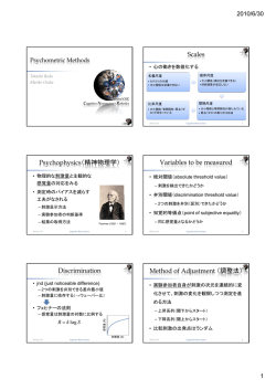 Scales Psychophysics（精神物理学） Variables to be measured