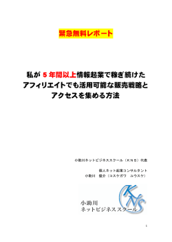 緊急無料レポート 私が 5 年間以上 情報起業で稼ぎ続けた アフィリエイト
