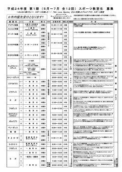 （5月～7月 全12回）スポーツ教室生募集