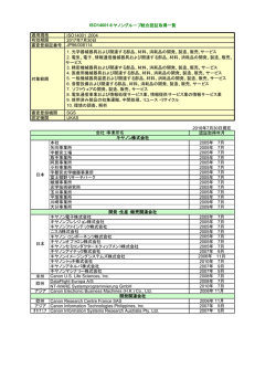 ISO14001キヤノングループ統合認証取得一覧