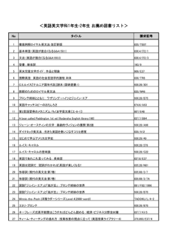 ＜英語英文学科1年生-2年生 お薦め図書リスト＞