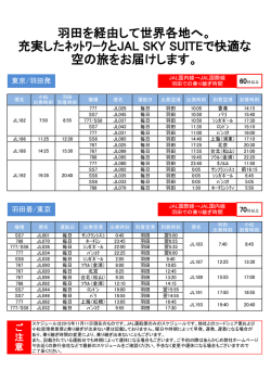 羽田を経由して世界各地へ。 充実したﾈｯﾄﾜｰｸとJAL SKY