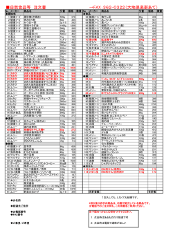 自然食品等 注文書 &rarr;FAX：362