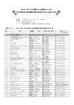 展示リスト（平成22年度 厚生労働省 社会保障審議会推薦 児童福祉文化