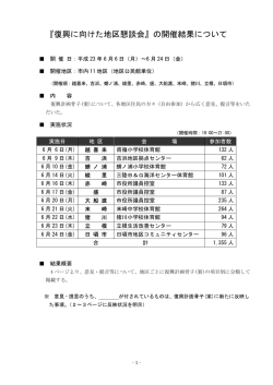 『復興に向けた地区懇談会』の開催結果について