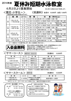 2014年度 夏休み短期水泳教室