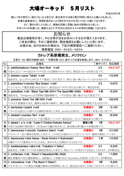 大場オーキッド 5月リスト