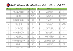 第9回 Historic Car Meeting in 松本 エントリー車両リスト