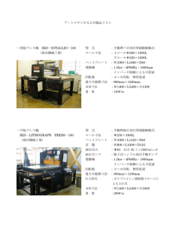 アートスタジオ五日市備品リスト 電動駆動式 ・凹版プレス機 IKD