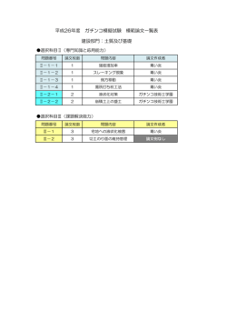平成26年度 ガチンコ模擬試験 模範論文一覧表 建設部門：土質及び基礎