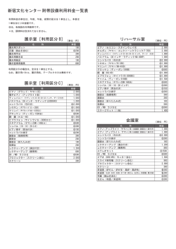 附帯設備利用料金一覧表 新宿文化センター 展示室［利用区分C