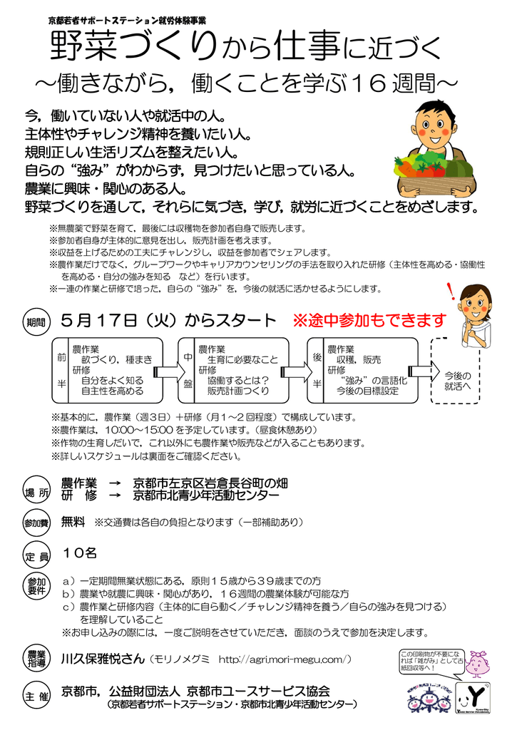 チラシ 京都市ユースサービス協会