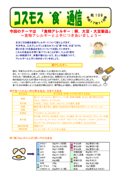 食物アレルギー：卵、大豆・大豆製品