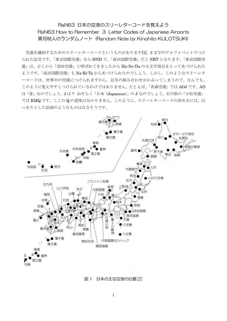 Ran63 日本の空港のスリーレターコードを覚えよう