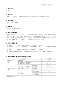 1. 科目コード 2. 科目名 3. 担当教員 4. 開講期 5. 科目の目的・概要 6