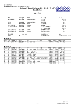 Hakuba47 Snow Challenge 2014 ヨンナナカップ Giant Slalom