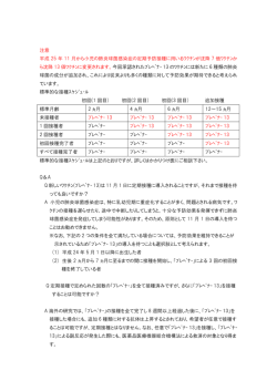注意 平成 25 年 11 月から小児の肺炎球菌感染症の定期予防接種に