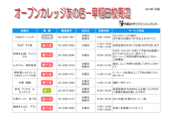 2014年1月版 協賛店 業 種 電話番号 定休日 営業時間 サービス特典 三