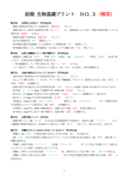 前期 生物基礎プリント NO.3 （解答）