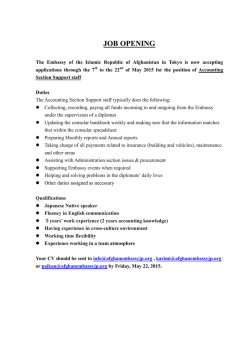 JOB OPENING - Embassy of Afghanistan, Tokyo
