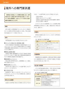 海外への専門家派遣－派遣先実績、発注者・依頼者、派遣事例など