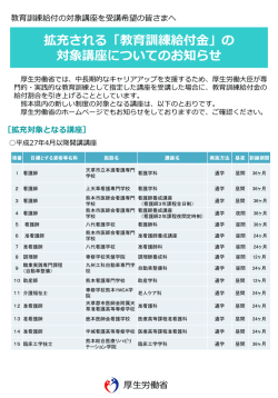 拡充される「教育訓練給付金」 - 熊本労働局