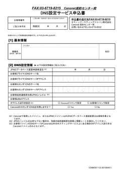 DNS設定サービス申込書