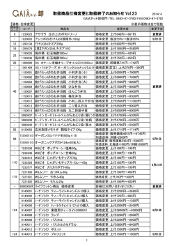 取扱商品仕様変更と取扱終了のお知らせ Vol.23