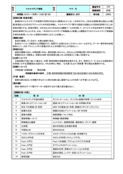 科 目 マルチメディア演習 担 当 竹内 信 履修学年 2年 開講期間 前期