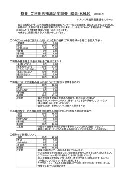 特養 ご利用者様満足度調査 結果（H26.9） 送付84件