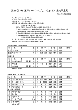 第25回 テレ玉杯オーバルスプリント（JpnⅢ） 出走予定馬